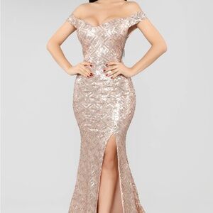 Elegant Off-Shoulder Sequin Gown
